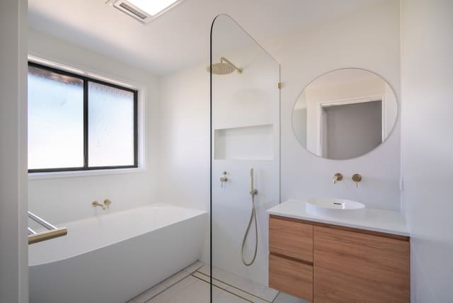 Bathroom reno: new lighting and power in a finished bathroom