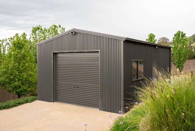 A new steel shed, wired for power and lighting