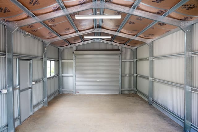 Inside a new shed: LED battens and power points